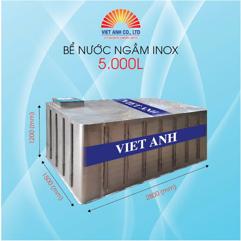 Bể nước ngầm inox Việt Anh 5000l Bể nước ngầm inox Việt Anh 5000l