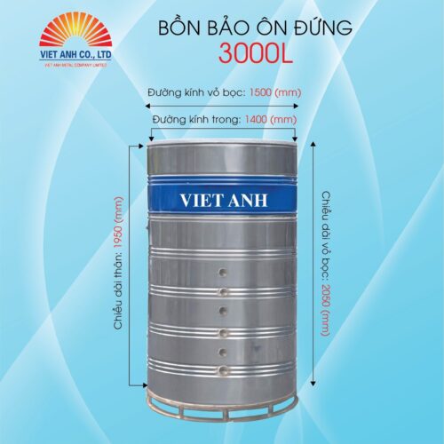 Bình bảo ôn Việt Anh 3000l đứng