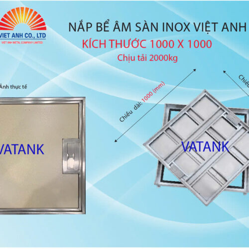 Nắp bể âm sàn inox Việt Anh. KT 1000X1000. Chịu tải 2 tấn