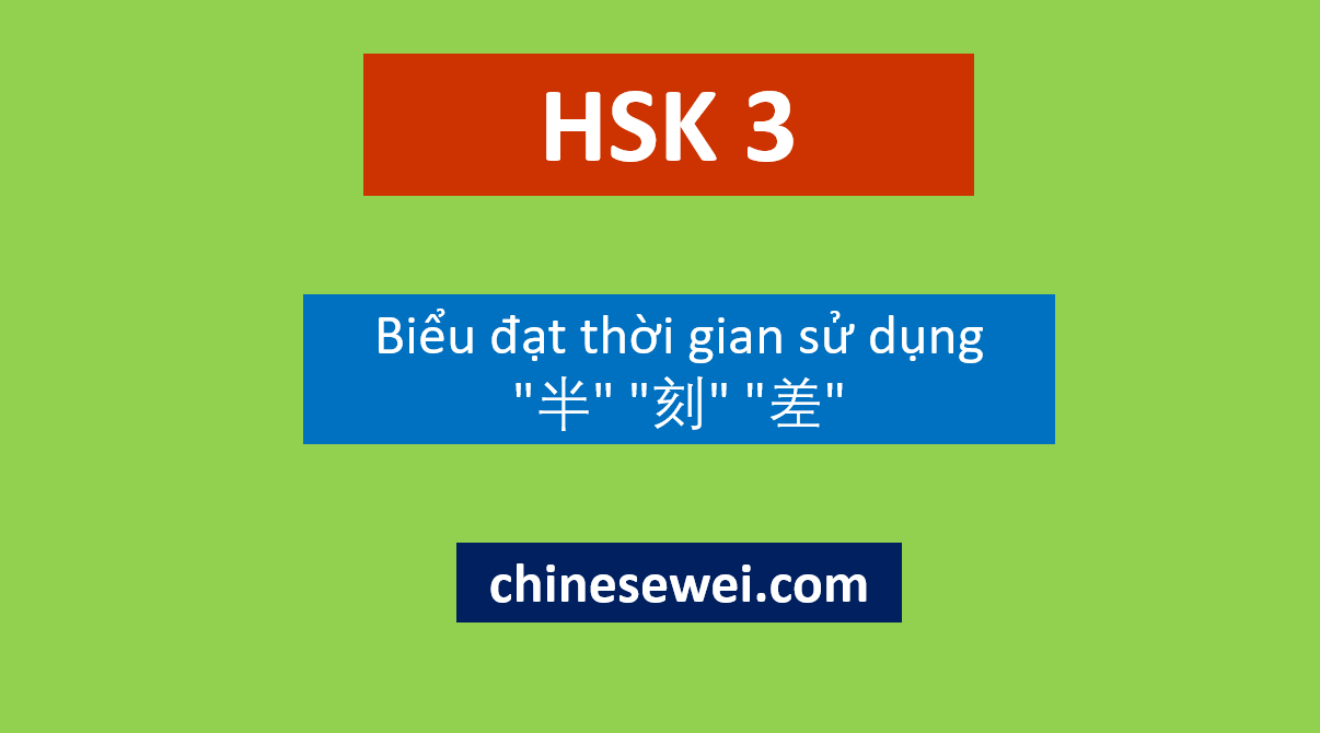 Ngữ pháp HSK 3 Biểu đạt thời gian sử dụng 半_刻 _差