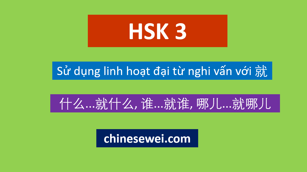 Ngữ pháp HSK 3 Sử dụng linh hoạt đại từ nghi vấn với 就