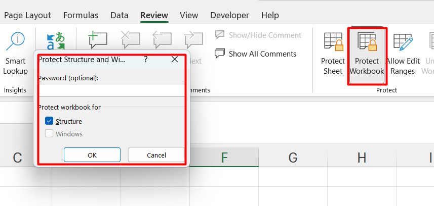 Cấp độ 2 Bảo vệ cấu trúc Workbook (Protect Structure)