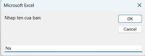 Inputbox - Nhập tên của bạn