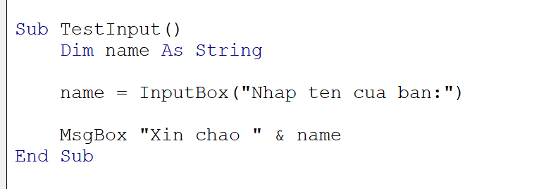 Inputbox đơn giản