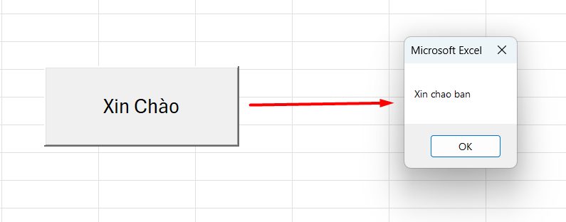 Kết quả bấm button thực thi sub-procedure