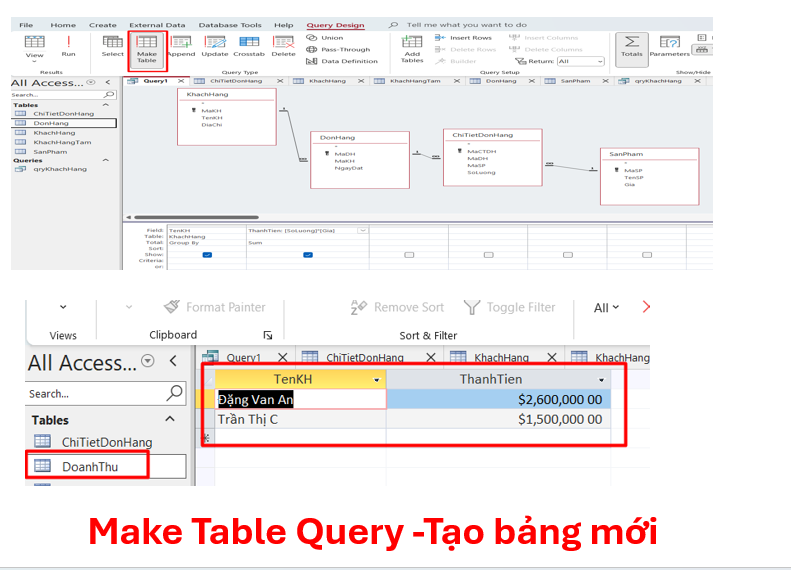 Make Table Query -Tạo bảng mới