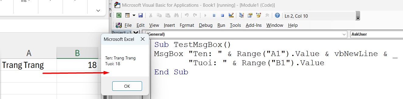 MsgBox hiển thị nhiều thông tin