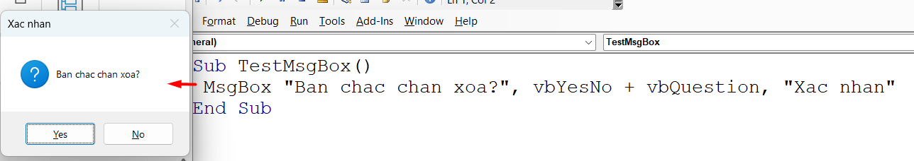 MsgBox icon và button