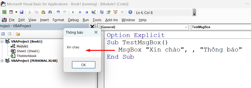 MsgBox thêm thông báo