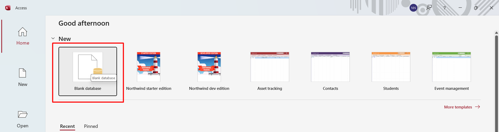 Tạo cơ sở dữ liệu trống trong MS Access
