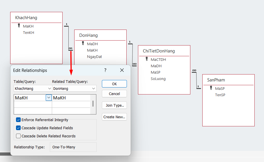 Tạo relationship trong MS Access