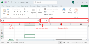 Thanh công thức (Formula Bar) trong Excel