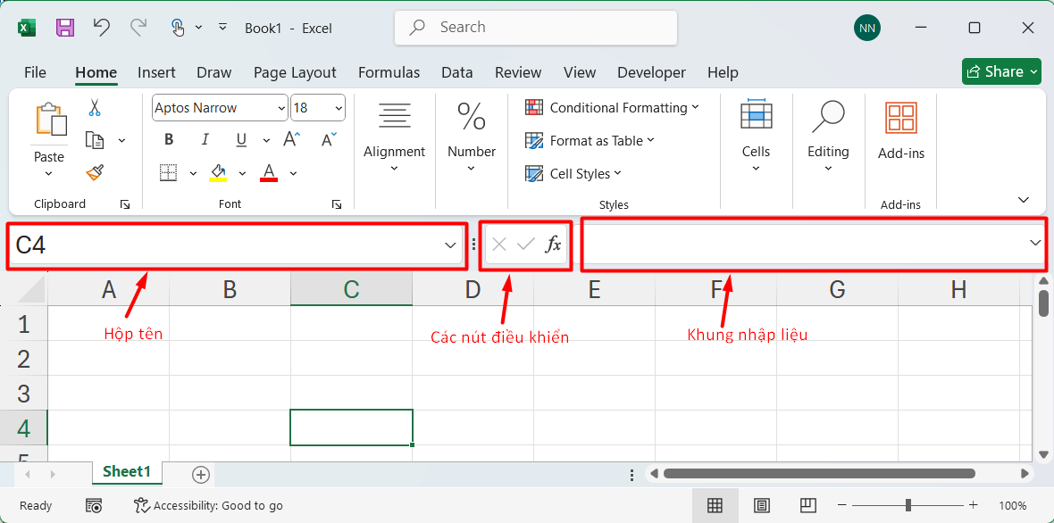 Thanh công thức trong Excel