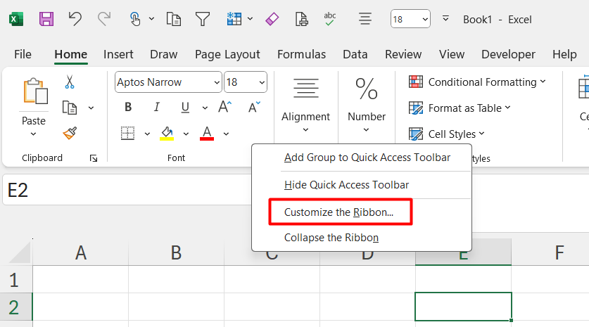 Tùy chỉnh thanh Ribbon trong Excel