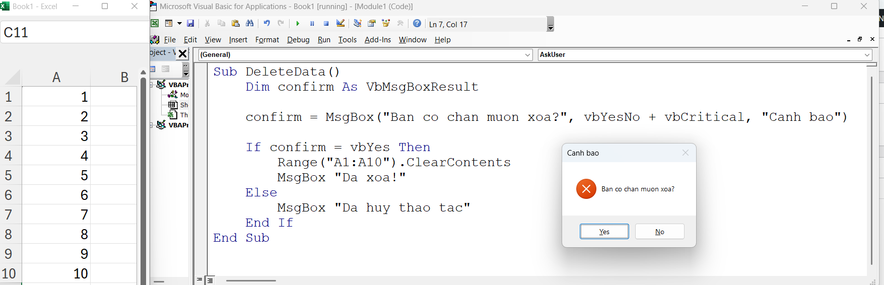 Xác nhận xóa từ người dùng- Ban co muon xoa