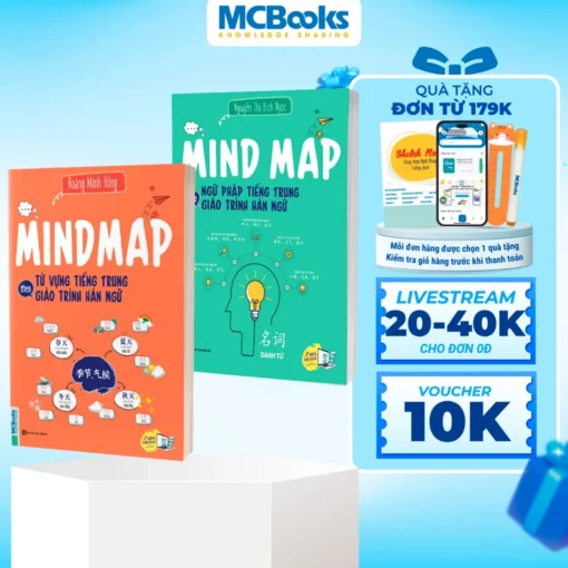 Sách - Combo Mindmap ngữ pháp tiếng Trung và Mindmap từ vựng tiếng Trung theo giáo trình Hán ngữ-quà tặng